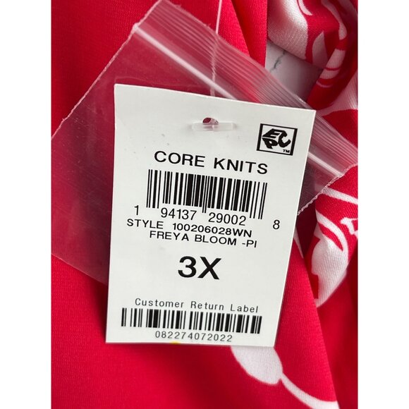 I.N.C. Womens 3X Button Placket Top V-Neck & bright red White Floral Long Sleeve - Picture 8 of 9